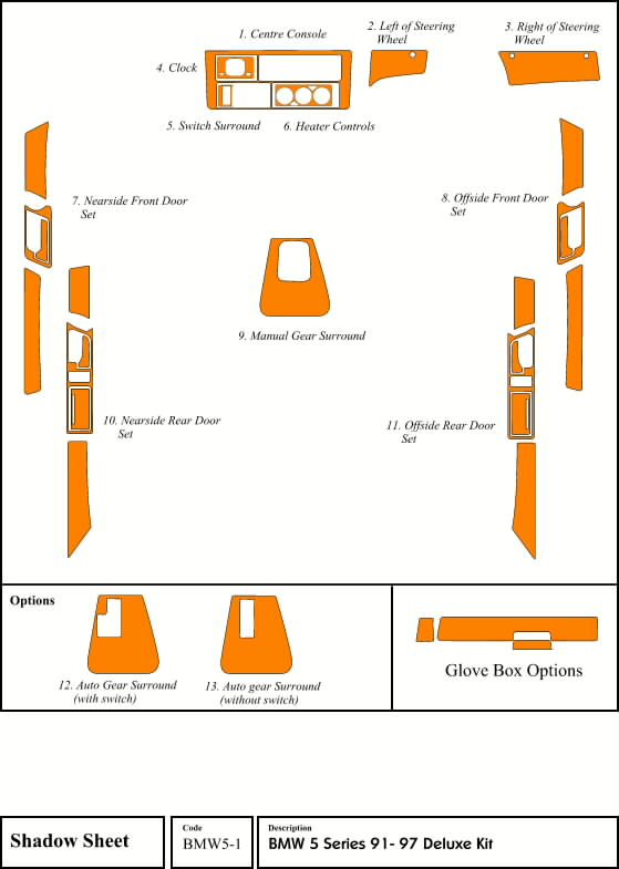 BMW5-1 REAL WOOD DASH KIT